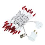 Red 50 Light 11' Long White Wire Christmas Mini Lights
