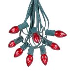 100 C7 String Light Set with Red Bulbs on Green Wire