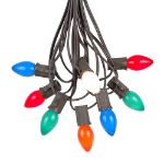 25 Light String Set with Assorted Ceramic C7 Bulbs on Brown Wire