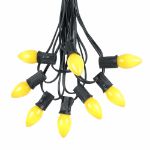 100 C7 String Light Set with Yellow Ceramic Bulbs on Black Wire