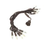 10 Light Traditional T5 Warm White LED Mini Lights Brown Wire