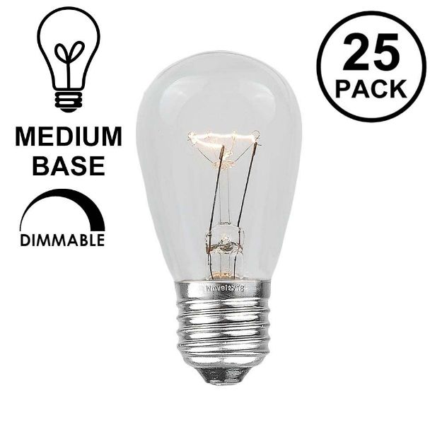 25 Pack of Clear S14 11 Watt Bulbs Medium Base e26 