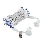 50 LED Blue LED Christmas Lights 11' Long on White Wire