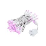 50 LED Pink LED Christmas Lights 11' Long on White Wire