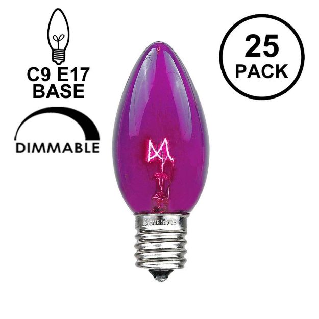 Purple Transparent C9 7 Watt Replacement Bulbs 25 Pack