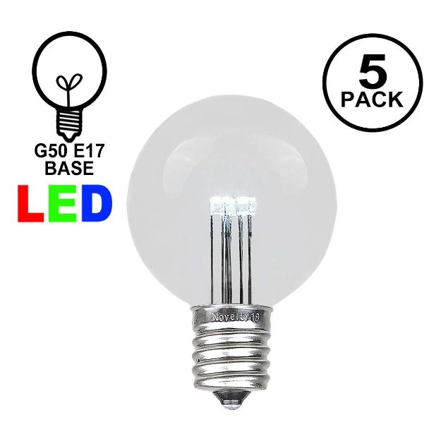 Pure White LED G50 Globe Bulbs - 5pk