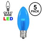 5 Pack Blue Smooth Glass C9 LED Bulbs