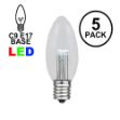 5 Pack Pure White Smooth Glass C9 LED Bulbs