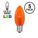 5 Pack Amber (Orange) Smooth Glass C9 LED Bulbs