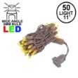 50 LED Yellow LED Christmas Lights 11' Long on Brown Wire