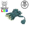 50 LED Warm White LED Christmas Lights 11' Long on Green Wire