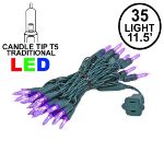 35 Light Traditional T5 Purple LED Mini Lights Green Wire