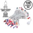 Multi Christmas Mini Lights 100 Light 50 Feet Long on White Wire