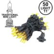 Yellow Christmas Mini Lights 50 Light on Black Wire 11 Feet Long
