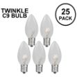 Clear Twinkle C9 Bulbs 7 Watt Replacement Lamps 25 Pack