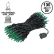 Green Christmas Mini Lights 100 Light 50 Feet Long on Black Wire
