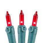 Red Christmas Mini Lights 100 Light 50 Feet Long on Green Wire