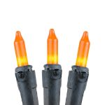 Frosted Orange 100 Light Icicle Lights Black Wire Medium Drops