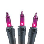 Purple Christmas Mini Lights 100 Light 50 Feet Long on Black Wire