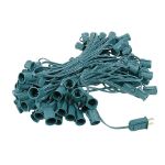 100 C9 Ceramic Christmas Light Set - Green - Green Wire