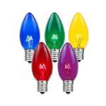 C7 25 Light String Set with Multi-Colored Twinkle Bulbs on Green Wire
