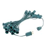 25 Light String Set with Pink Transparent C7 Bulbs on Green Wire