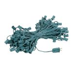 100 C7 String Light Set with Blue Bulbs on Green Wire