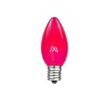 25 Light String Set with Pink Transparent C7 Bulbs on White Wire