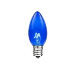 25 Light String Set with Blue Transparent C7 Bulbs on Brown Wire