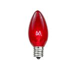 25 Light String Set with Red Transparent C7 Bulbs on Brown Wire