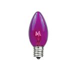 25 Light String Set with Purple Transparent C7 Bulbs on Black Wire