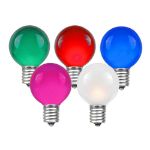 25 G30 Globe Light String Set with Multi Satin Bulbs on Green Wire
