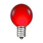 25 G30 Globe Light String Set with Red Satin Bulbs on White Wire