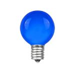25 G30 Globe Light String Set with Blue Satin Bulbs on Brown Wire