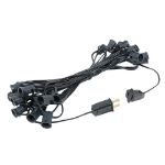 25 G30 Globe Light String Set with Red Satin Bulbs on Black Wire