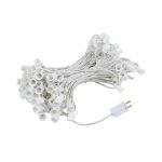 100 G30 Globe String Light Set with Orange Satin Bulbs on White Wire