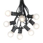 25 G30 Globe Light String Set with Frosted White Bulbs on Black Wire