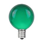 25 G40 Globe String Light Set with Green Satin Bulbs on Green Wire