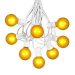 25 G40 Globe String Light Set with Yellow Satin Bulbs on White Wire