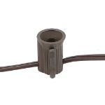 25 Light String Set with White Ceramic C7 Bulbs on Brown Wire