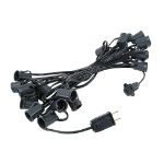C9 25 Light String Set with Black Light Very Dark Purple Bulbs on Black Wire