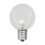 25 G50 Globe Light String Set with Clear Bulbs on Green Wire