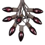 25 Twinkling C9 Christmas Light Set - Black Light Purple - Brown Wire
