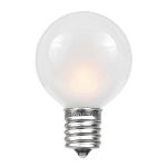 100 G50 Globe Light String Set with Frosted White Bulbs on White Wire
