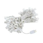 100 G50 Globe Light String Set with Green Bulbs on White Wire