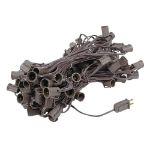 100 G50 Globe Light String Set with Black Light Bulbs (Very Dark Purple) on Brown Wire