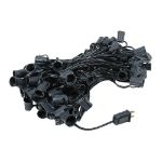 100 G50 Globe Light String Set with Yellow Bulbs on Black Wire