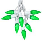 25 Light String Set with Green LED C9 Bulbs on White Wire