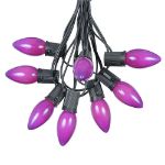 100 C9 Ceramic Christmas Light Set - Purple - Black Wire