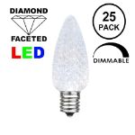 25 Light String Set with Pure White LED C9 Bulbs on Brown Wire